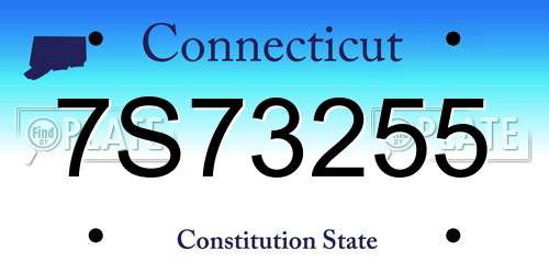 7S73255 Connecticut License Plate
