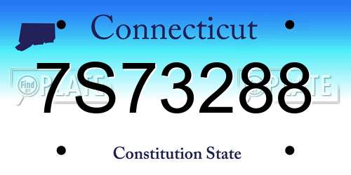 7S73288 Connecticut License Plate