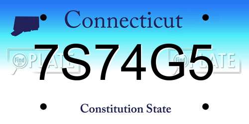 7S74G5 Connecticut License Plate
