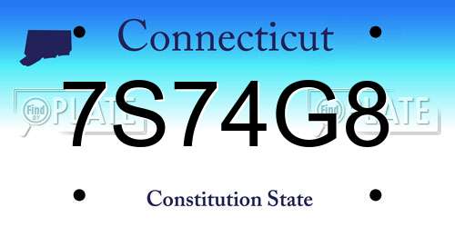 7S74G8 Connecticut License Plate