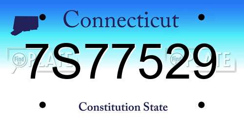 7S77529 Connecticut License Plate