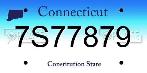 7S77879 Connecticut License Plate