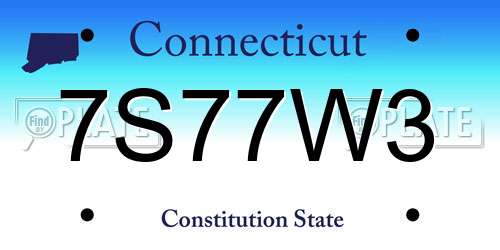 7S77W3 Connecticut License Plate