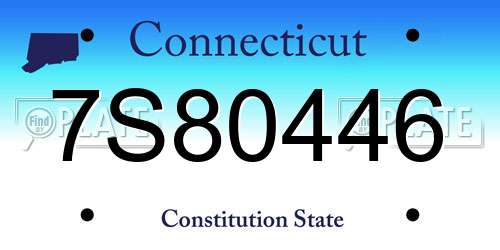 7S80446 Connecticut License Plate