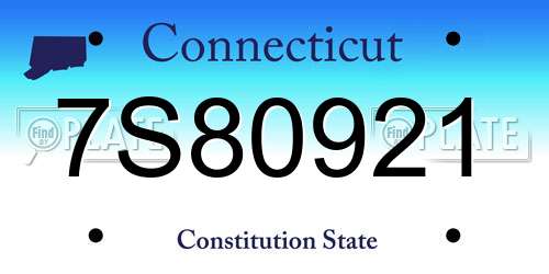 7S80921 Connecticut License Plate
