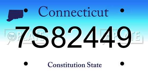 7S82449 Connecticut License Plate