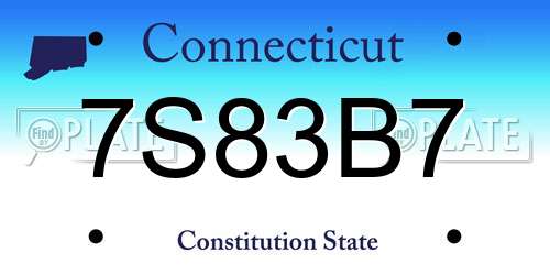 7S83B7 Connecticut License Plate