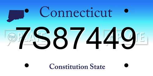 7S87449 Connecticut License Plate
