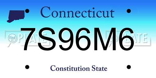 7S96M6 Connecticut License Plate