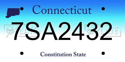 7SA2432 Connecticut License Plate