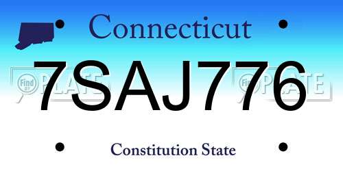 7SAJ776 Connecticut License Plate
