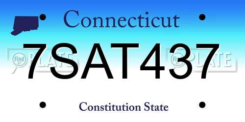 7SAT437 Connecticut License Plate