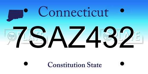 7SAZ432 Connecticut License Plate