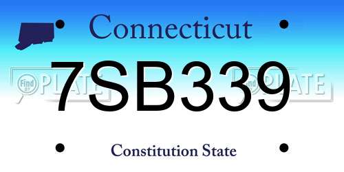 7SB339 Connecticut License Plate