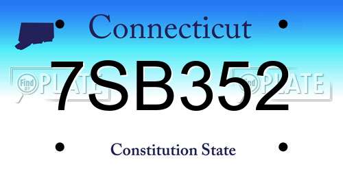 7SB352 Connecticut License Plate