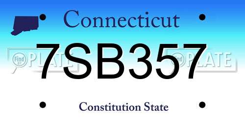 7SB357 Connecticut License Plate