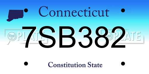 7SB382 Connecticut License Plate