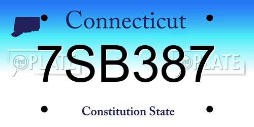 7SB387 Connecticut License Plate