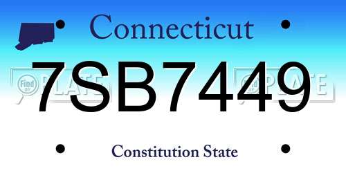 7SB7449 Connecticut License Plate