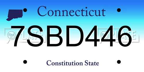 7SBD446 Connecticut License Plate