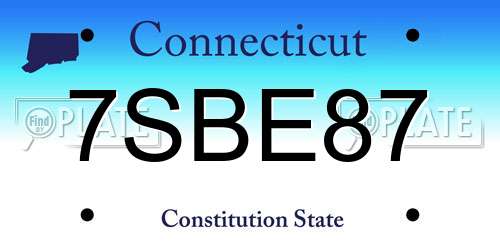 7SBE87 Connecticut License Plate
