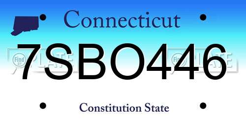 7SBO446 Connecticut License Plate