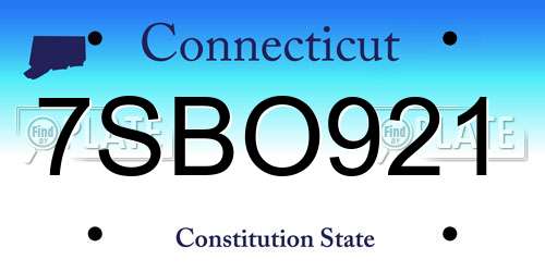 7SBO921 Connecticut License Plate