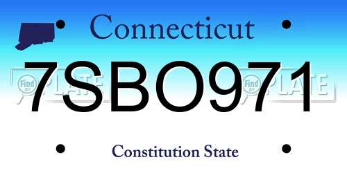 7SBO971 Connecticut License Plate