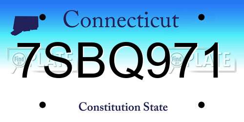 7SBQ971 Connecticut License Plate