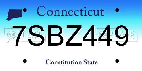 7SBZ449 Connecticut License Plate