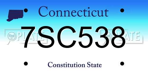 7SC538 Connecticut License Plate