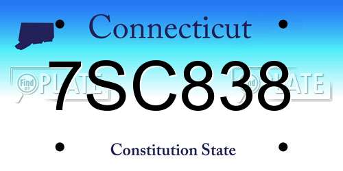 7SC838 Connecticut License Plate