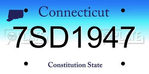 7SD1947 Connecticut License Plate