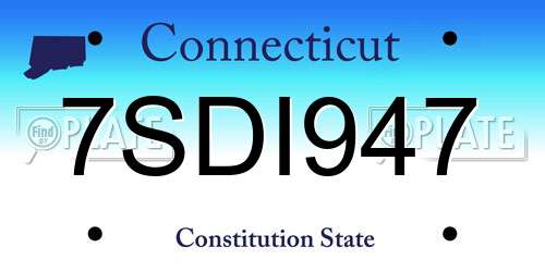 7SDI947 Connecticut License Plate
