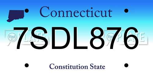 7SDL876 Connecticut License Plate