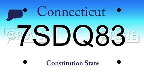 7SDQ83 Connecticut License Plate