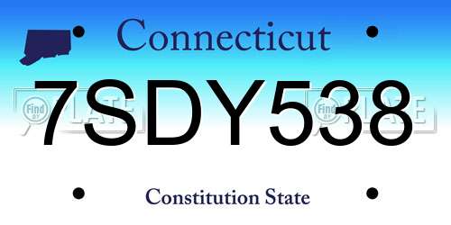 7SDY538 Connecticut License Plate