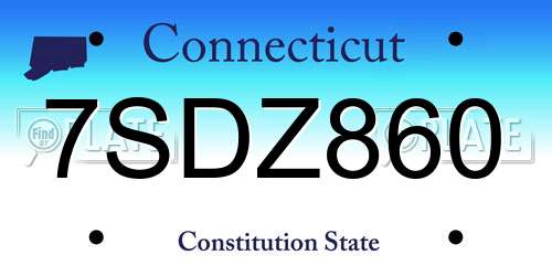 7SDZ860 Connecticut License Plate