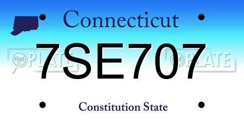 7SE707 Connecticut License Plate