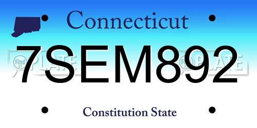 7SEM892 Connecticut License Plate