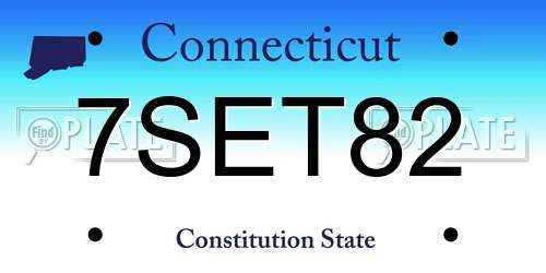 7SET82 Connecticut License Plate