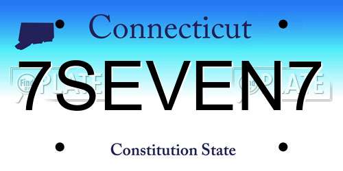 7SEVEN7 Connecticut License Plate