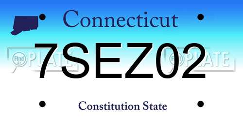 7SEZ02 Connecticut License Plate
