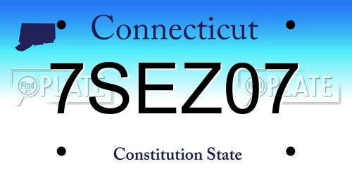 7SEZ07 Connecticut License Plate