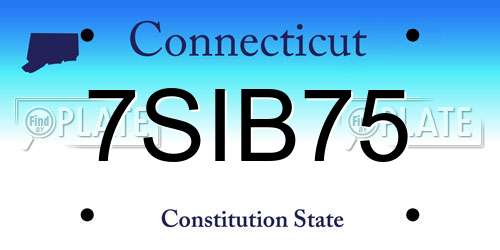 7SIB75 Connecticut License Plate