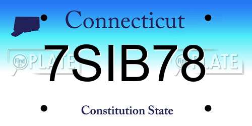 7SIB78 Connecticut License Plate