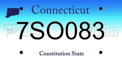 7SO083 Connecticut License Plate