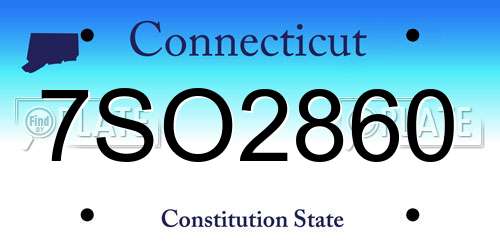 7SO2860 Connecticut License Plate