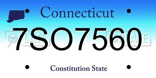 7SO7560 Connecticut License Plate