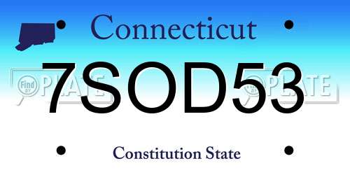 7SOD53 Connecticut License Plate